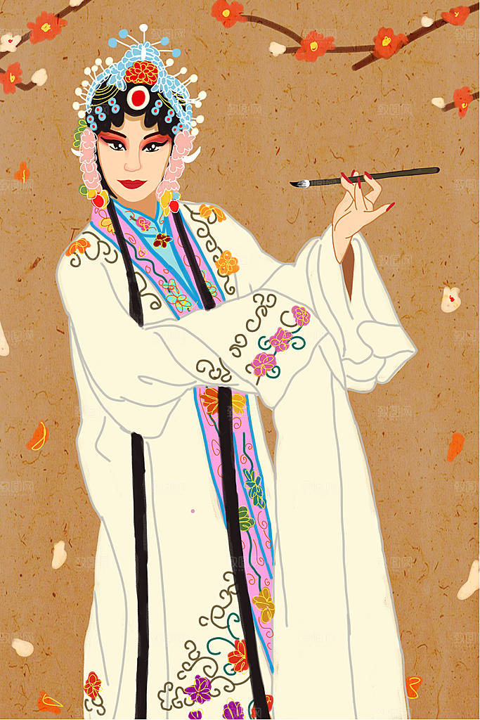 中国风国潮国粹戏曲人物脸谱插画