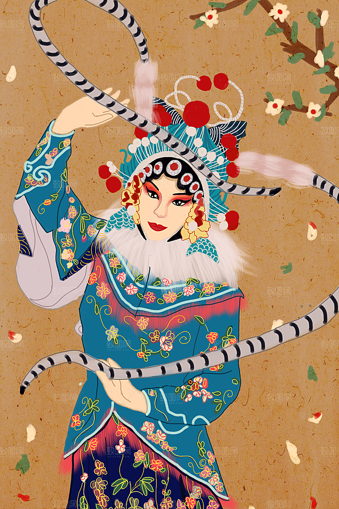 中国风国潮国粹戏曲人物脸谱插画
