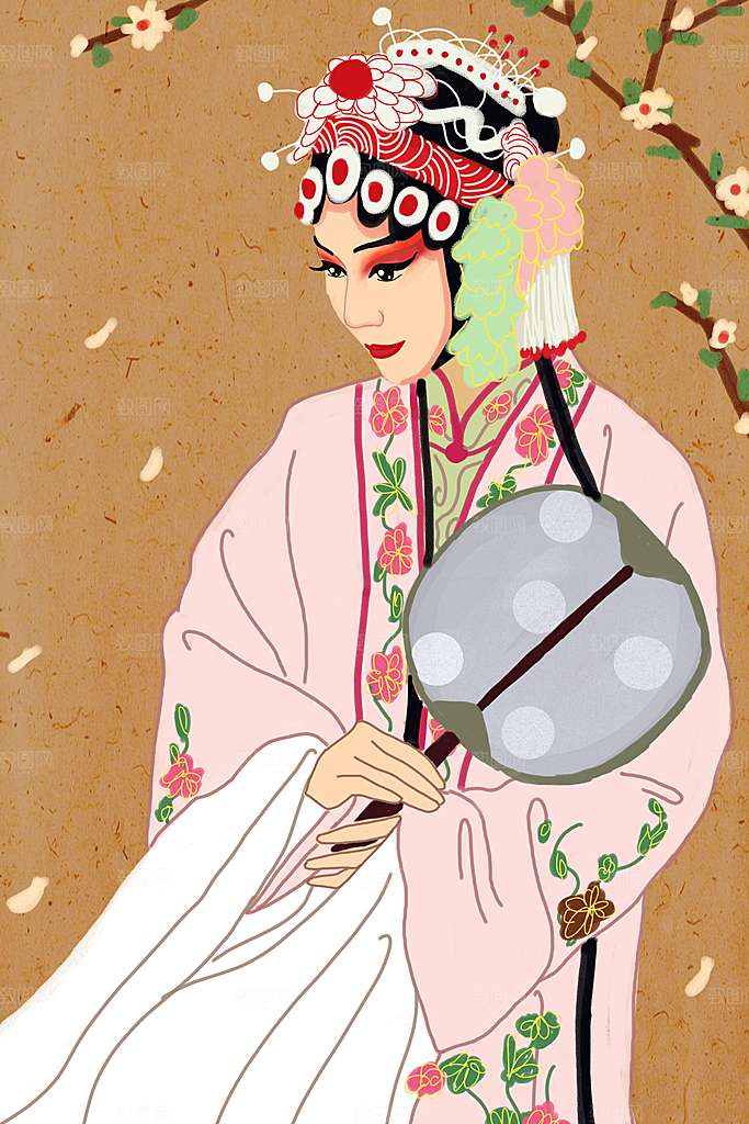 中国风国潮国粹戏曲人物脸谱插画