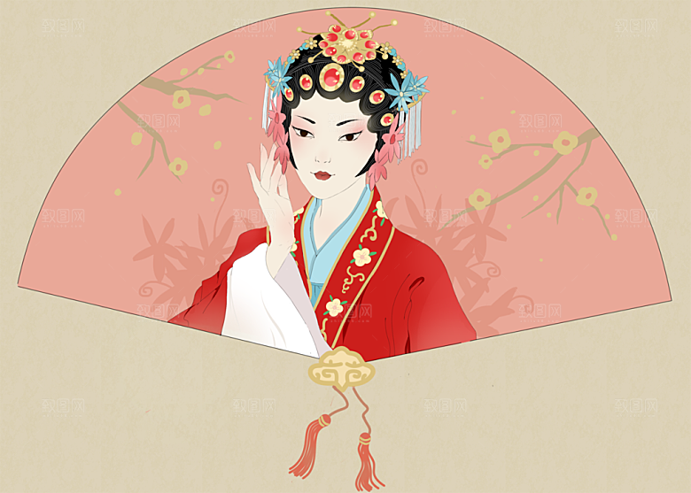 中国风国潮国粹戏曲人物脸谱插画