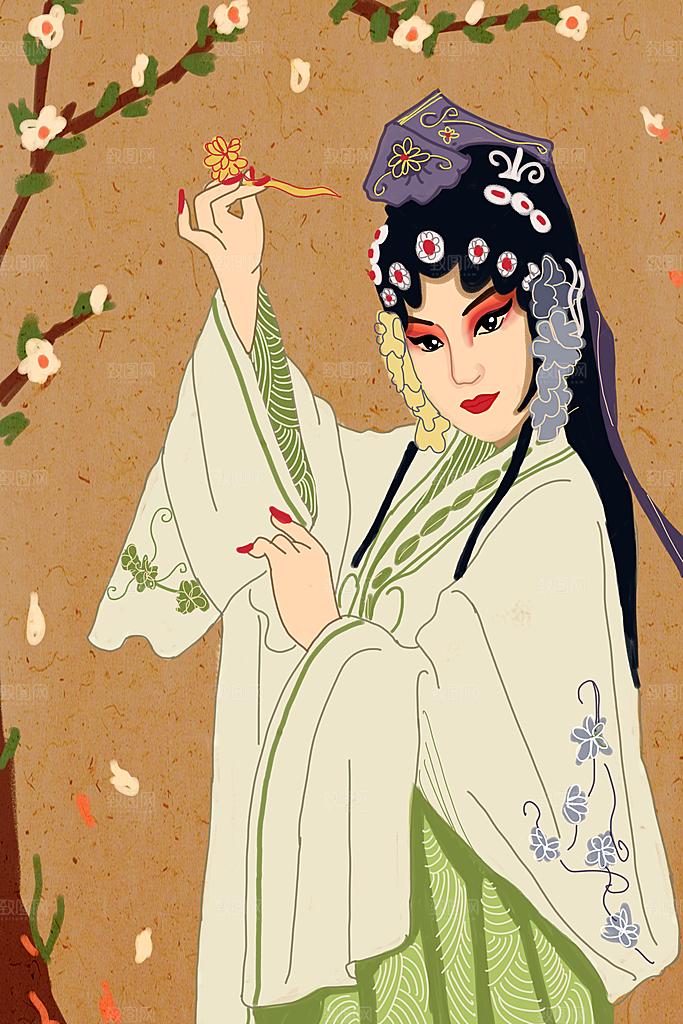 中国风国潮国粹戏曲人物脸谱插画
