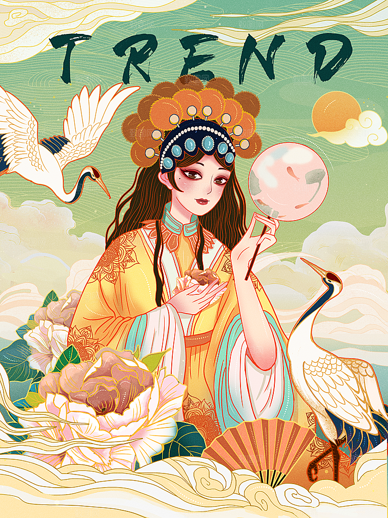 中国风国潮国粹戏曲人物脸谱插画