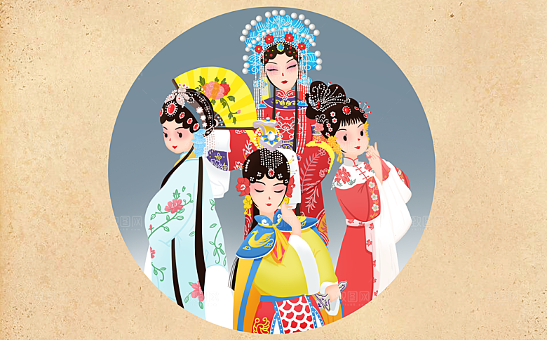 中国风国潮国粹戏曲人物脸谱插画