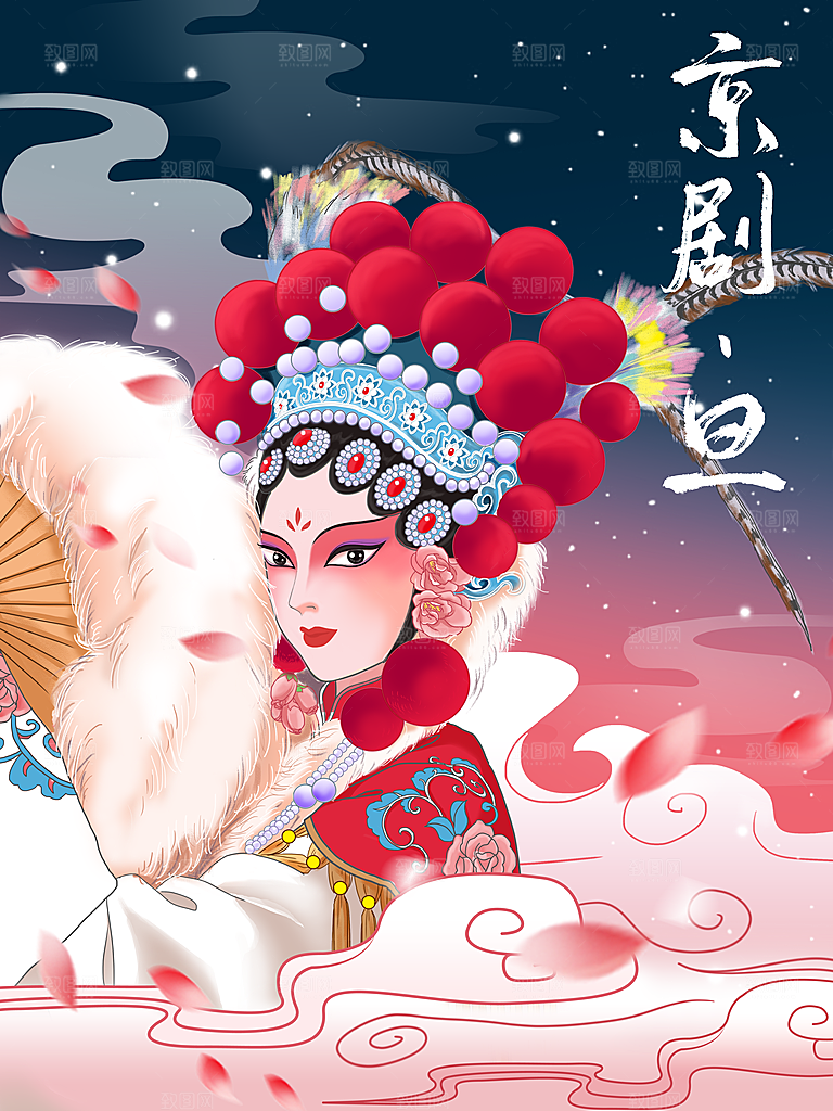中国风国潮国粹戏曲人物脸谱插画
