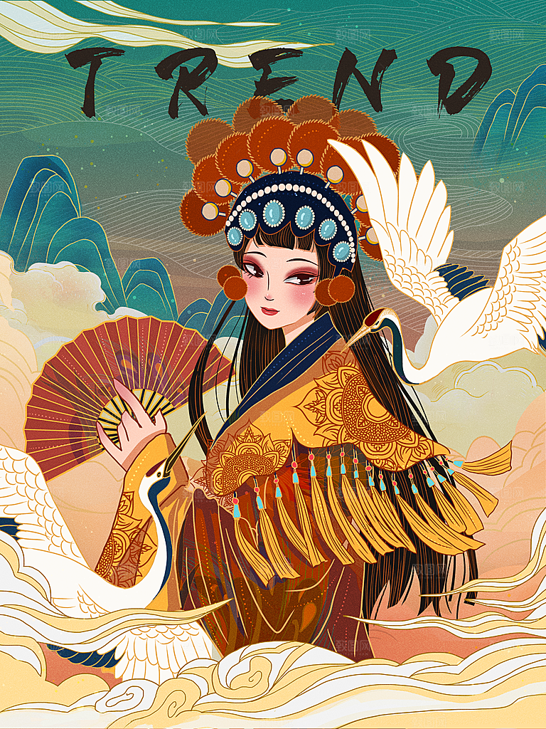 中国风国潮国粹戏曲人物脸谱插画