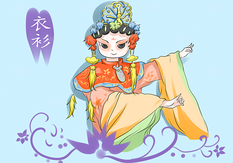 中国风国潮国粹戏曲人物脸谱插画