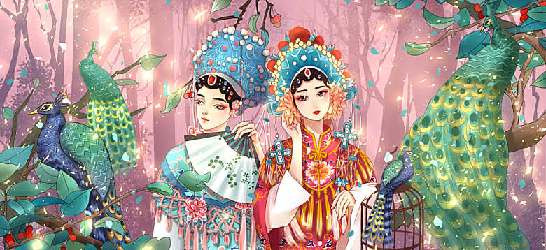 中国风国潮国粹戏曲人物脸谱插画