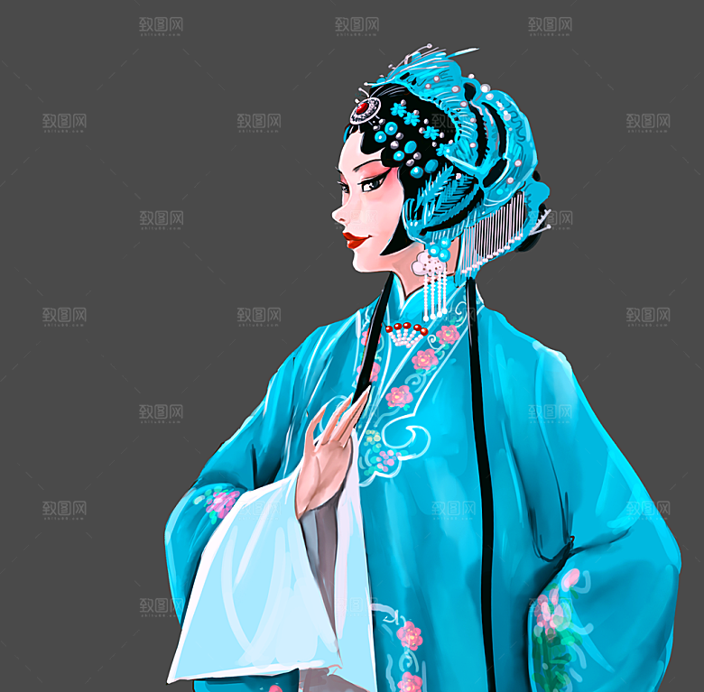 中国风国潮国粹戏曲人物脸谱插画