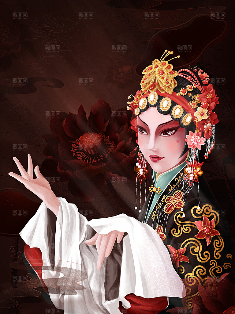 中国风国潮国粹戏曲人物脸谱插画