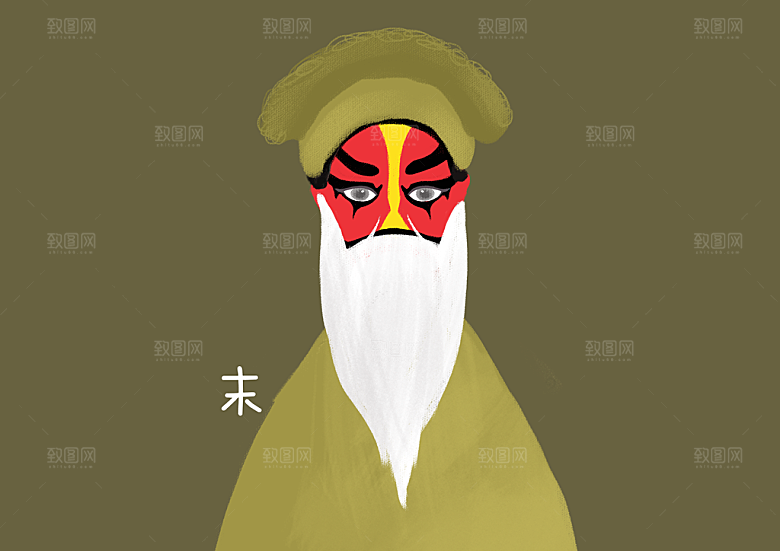 中国风国潮国粹戏曲人物脸谱插画