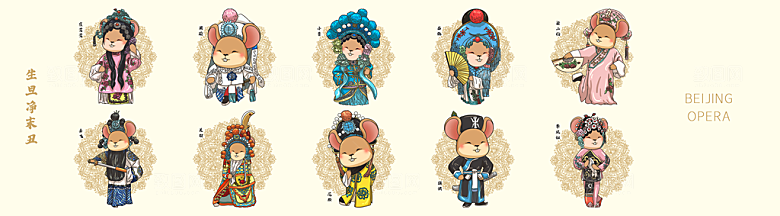 中国风国潮国粹戏曲人物脸谱插画