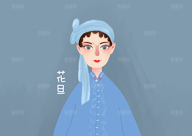 中国风国潮国粹戏曲人物脸谱插画