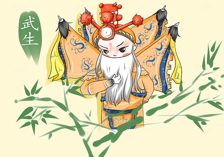中国风国潮国粹戏曲人物脸谱插画