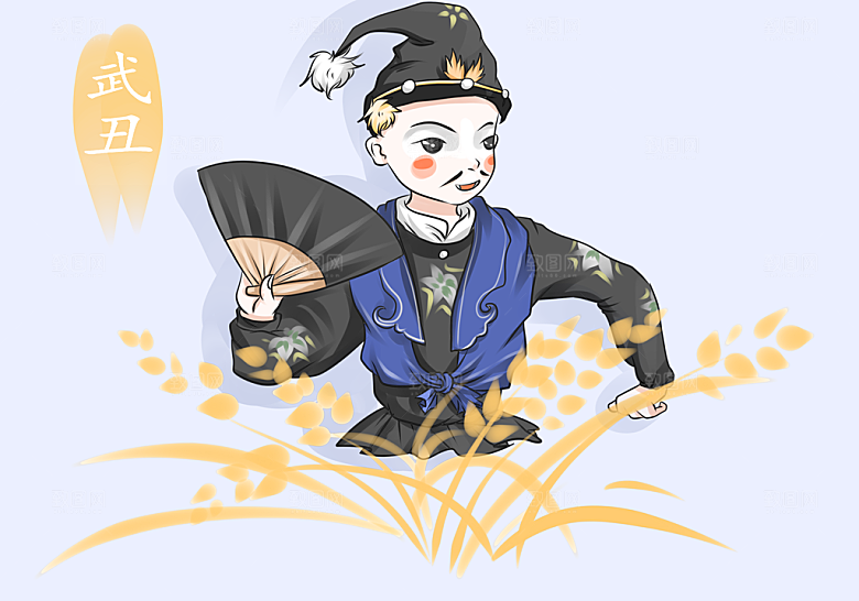 中国风国潮国粹戏曲人物脸谱插画