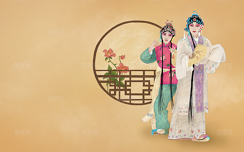 中国风国潮国粹戏曲人物脸谱插画