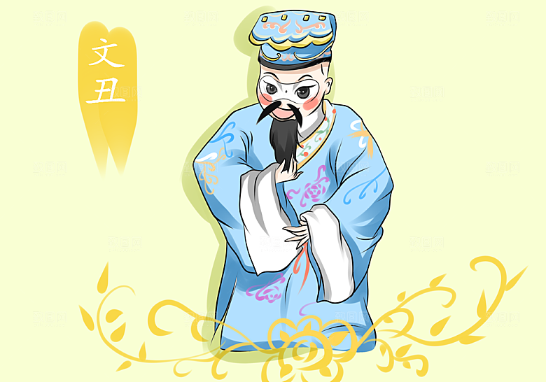 中国风国潮国粹戏曲人物脸谱插画