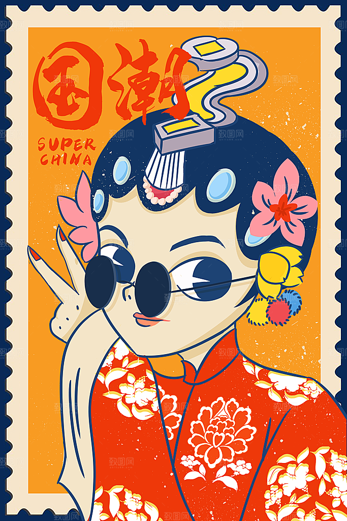 中国风国潮国粹戏曲人物脸谱插画