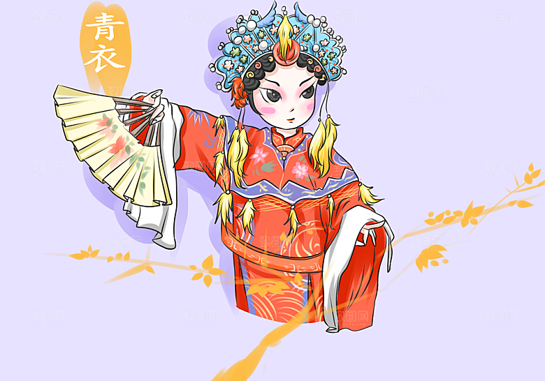 中国风国潮国粹戏曲人物脸谱插画