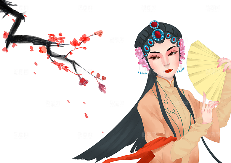 中国风国潮国粹戏曲人物脸谱插画