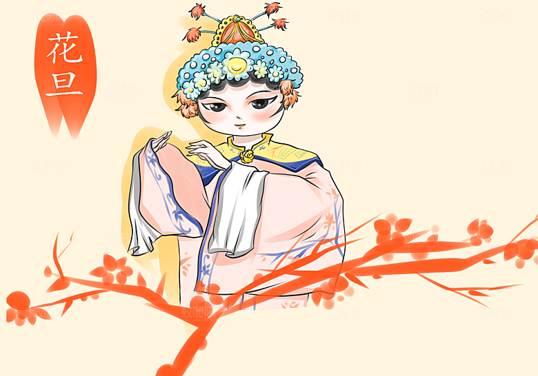 中国风国潮国粹戏曲人物脸谱插画