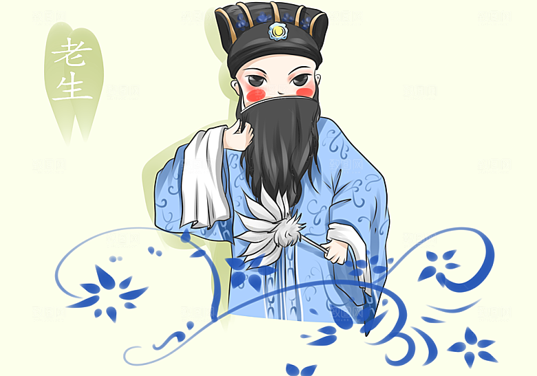 中国风国潮国粹戏曲人物脸谱插画