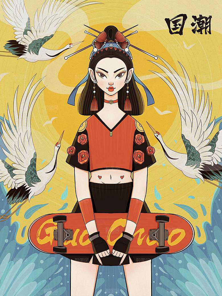 中国风国潮国粹戏曲人物脸谱插画
