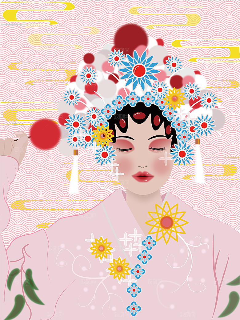 中国风国潮国粹戏曲人物脸谱插画