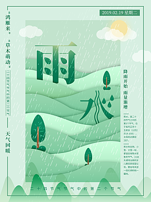 雨水节气宣传海报设计素材