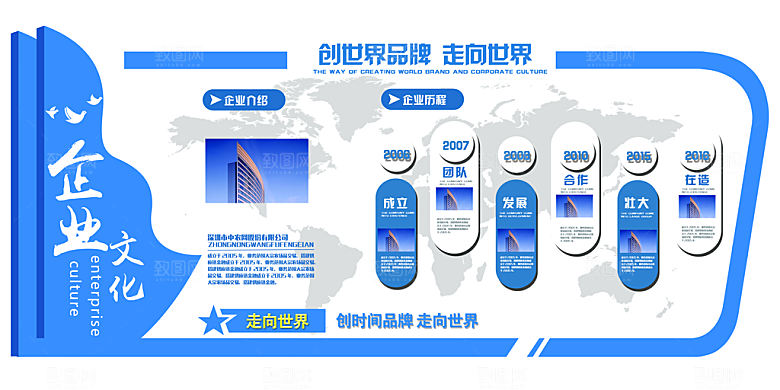 企业文化形象墙宣传栏喷绘模版