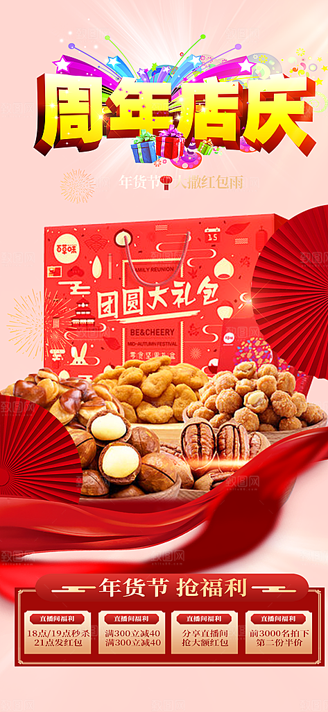 美食促销活动周年庆海报