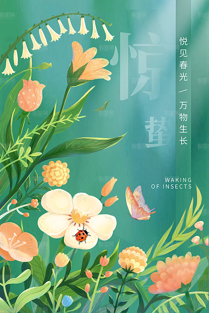大气二十四节气惊蛰海报