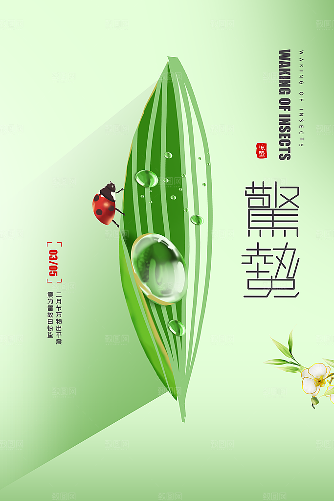 简约小清新唯美惊蛰海报