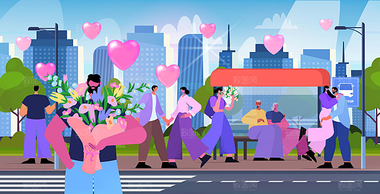 情人节插画设计素材