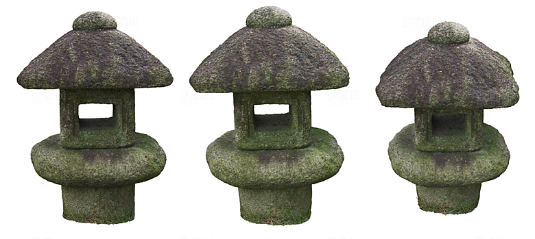 免抠实物元素石器灯笼装饰素材