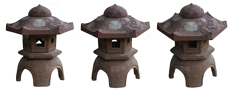 免抠实物元素石器灯笼装饰素材