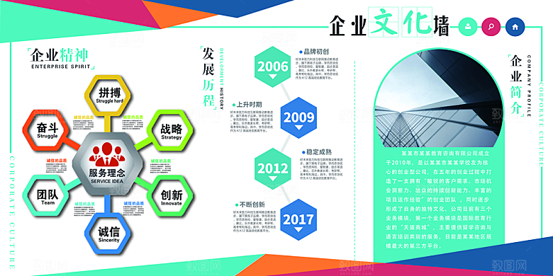 企业文化形象墙简约大气海报模板
