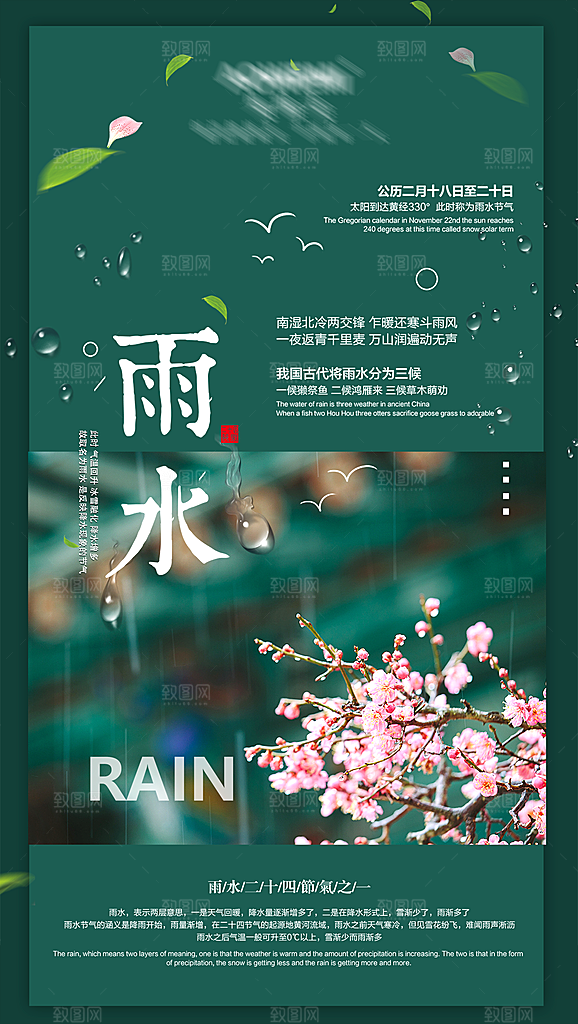 二十四节气雨水海报