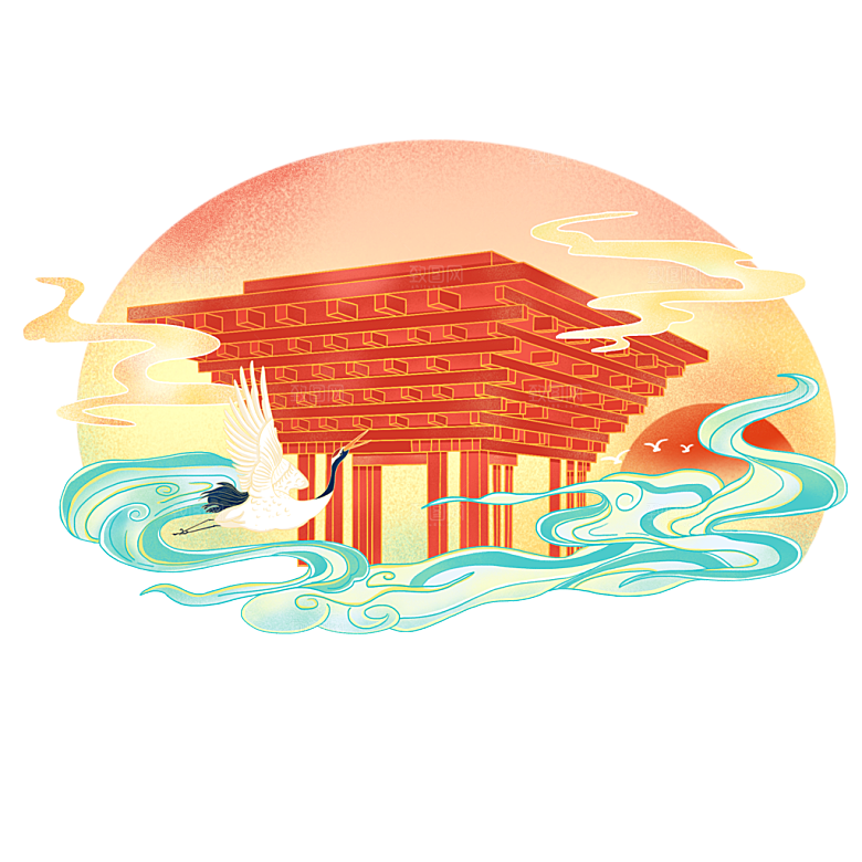 古建筑国潮元素素材
