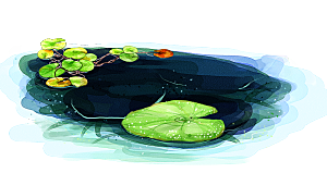 免抠植物绿植荷花插画元素