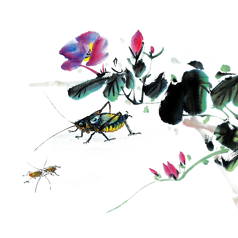 免抠植物古风花草插画元素