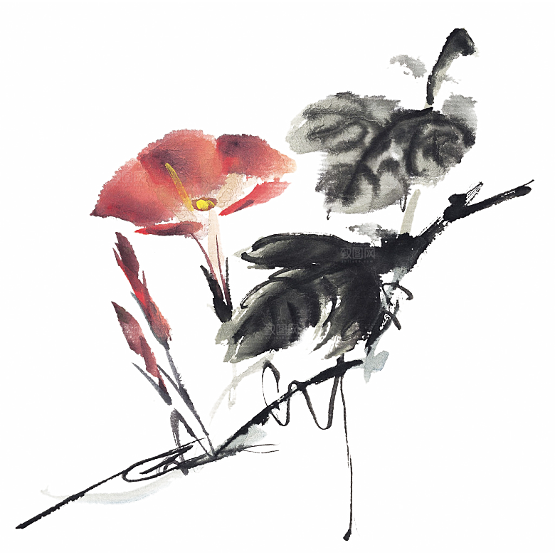 免抠植物古风花草插画元素