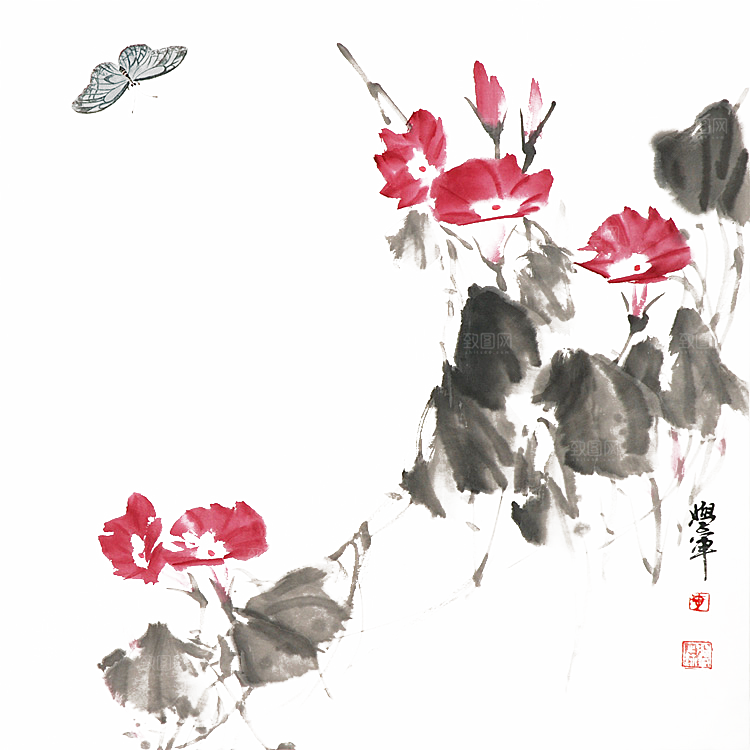 免抠植物古风花草插画元素