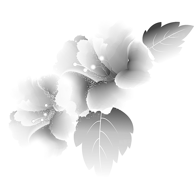 免抠植物古风花草插画元素