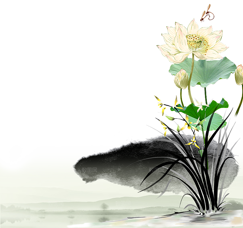 免抠植物古风花草插画元素
