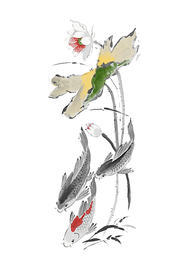 免抠植物古风花草插画元素