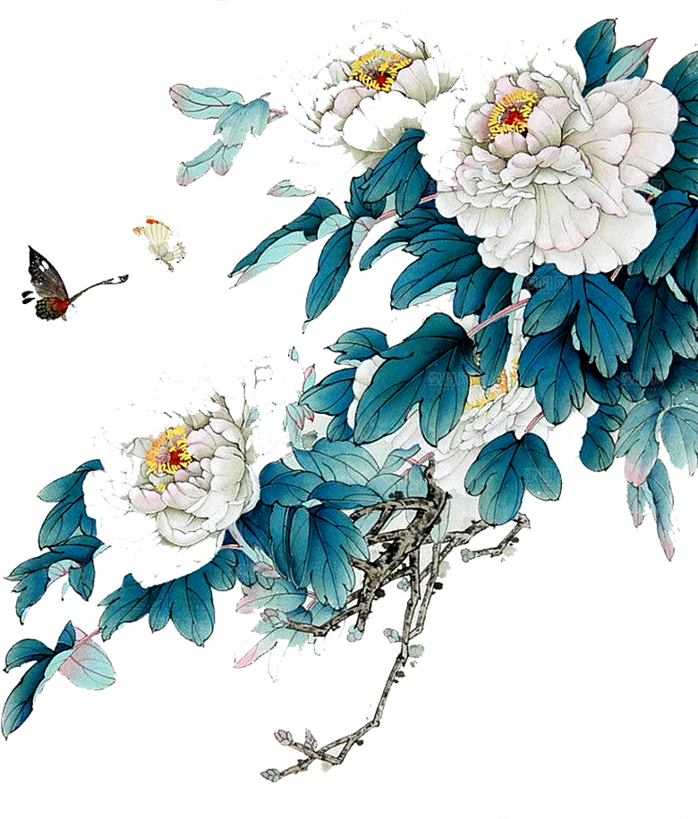 免抠植物古风花草插画元素