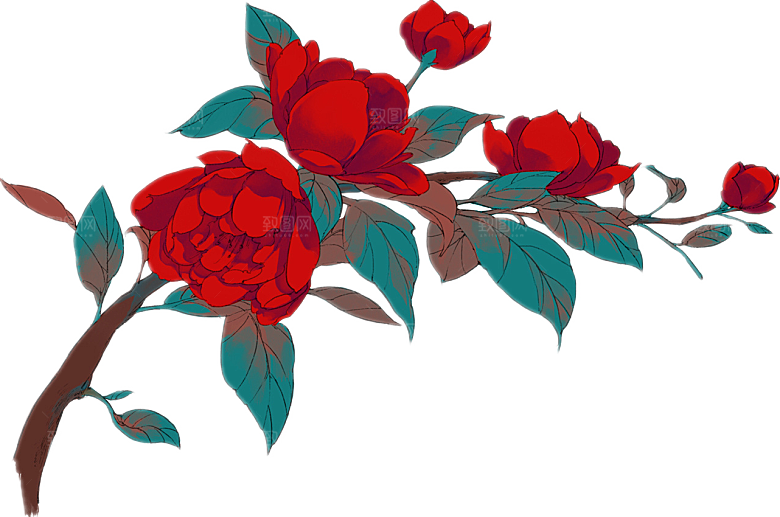 免抠植物古风花草插画元素