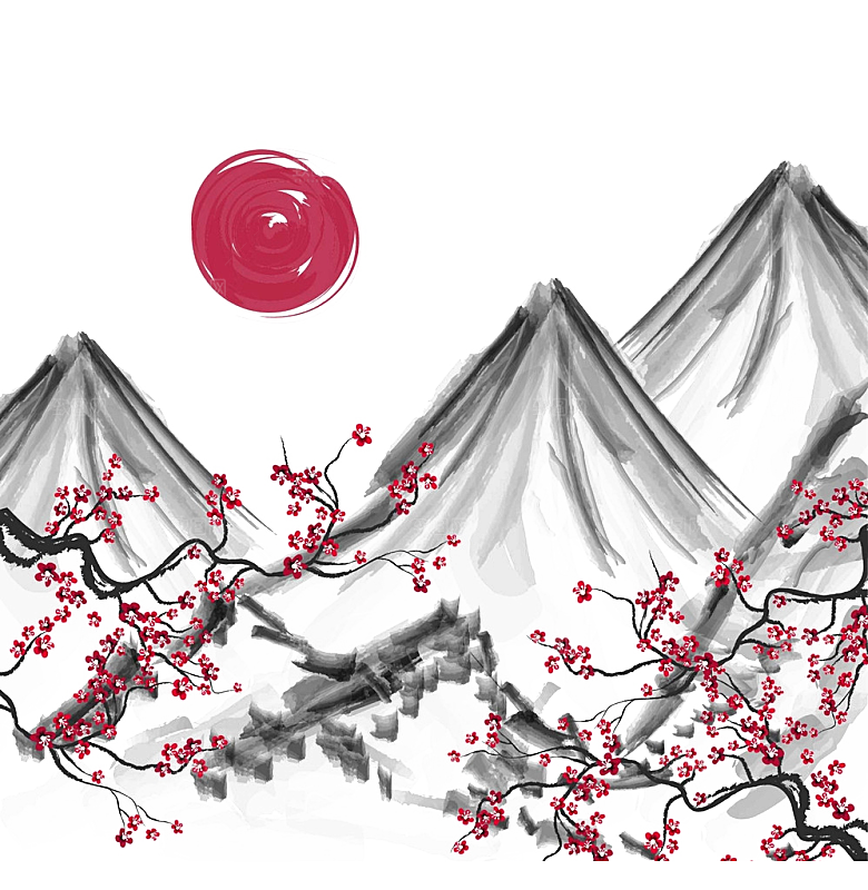 免抠植物古风花草插画元素