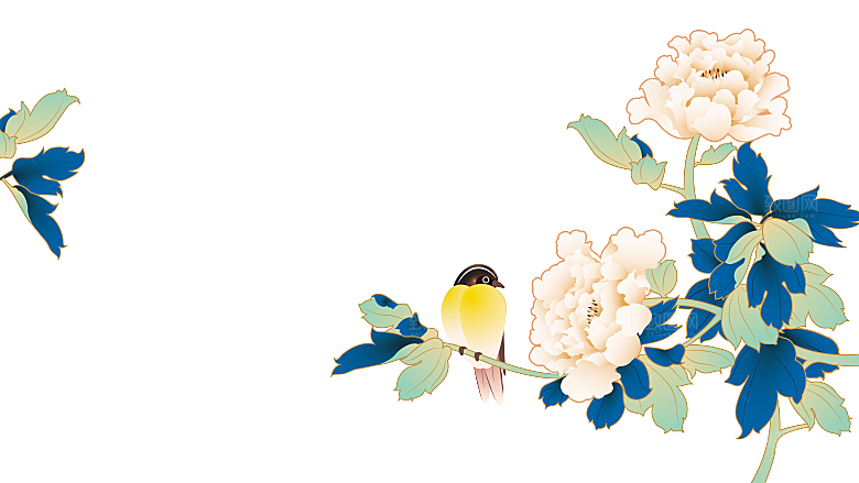 免抠植物古风花草插画元素