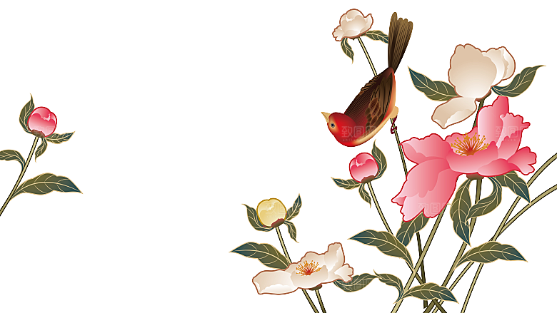 免抠植物古风花草插画元素